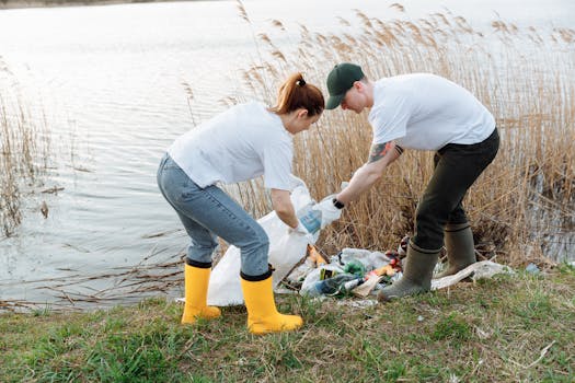 community members cleaning up a garden