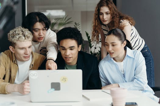 diverse group of people engaging in online learning