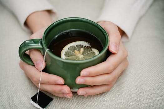 a cup of herbal tea made with lemon balm