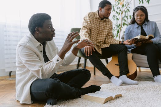 group discussion in a cozy setting